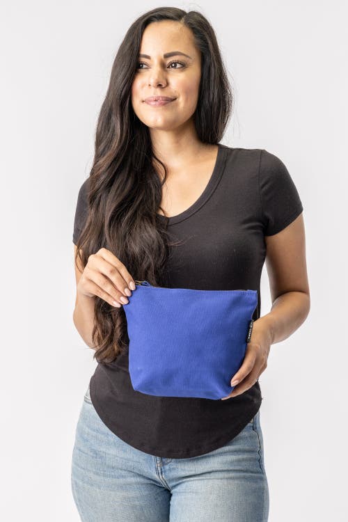 Shop Terra Thread Organic Cotton Makeup Bag In Tidal Blue