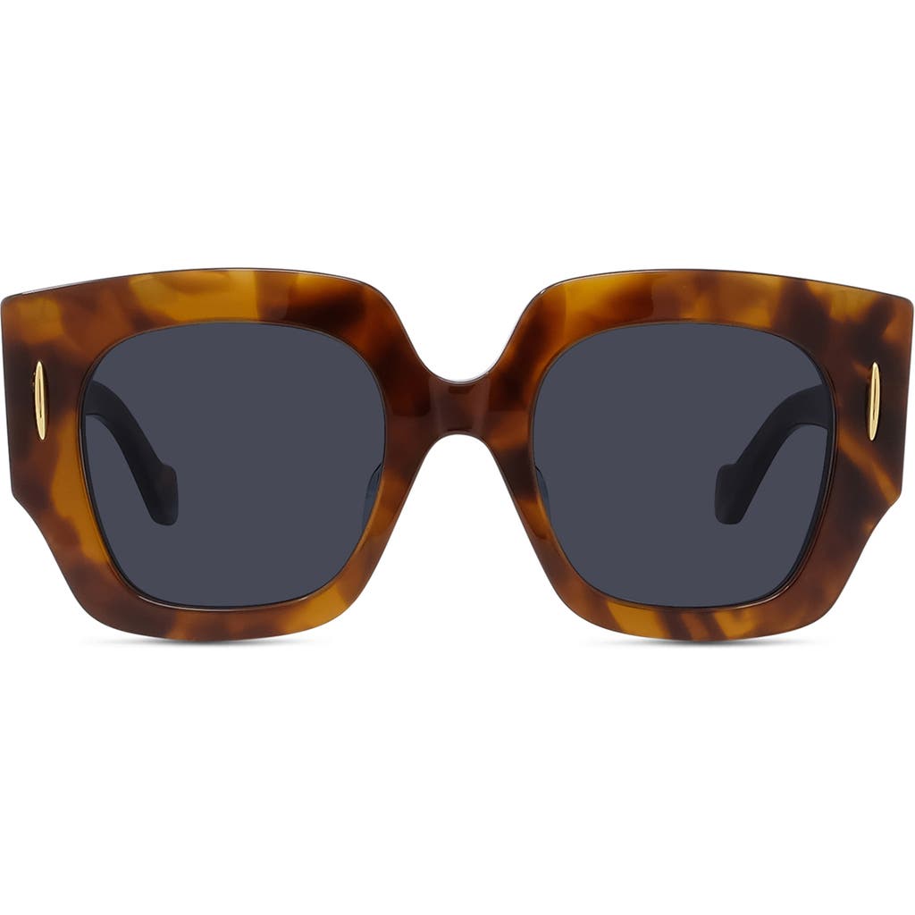Shop Loewe Anagram 50mm Small Geometric Sunglasses In Blonde Havana/blue