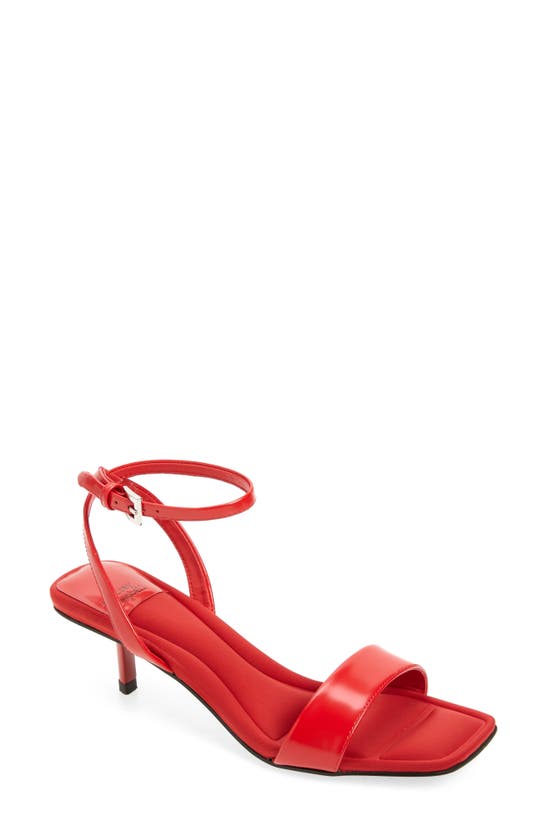 Jeffrey Campbell Evoke Kitten Heel Ankle Strap Sandal In Red Box | ModeSens
