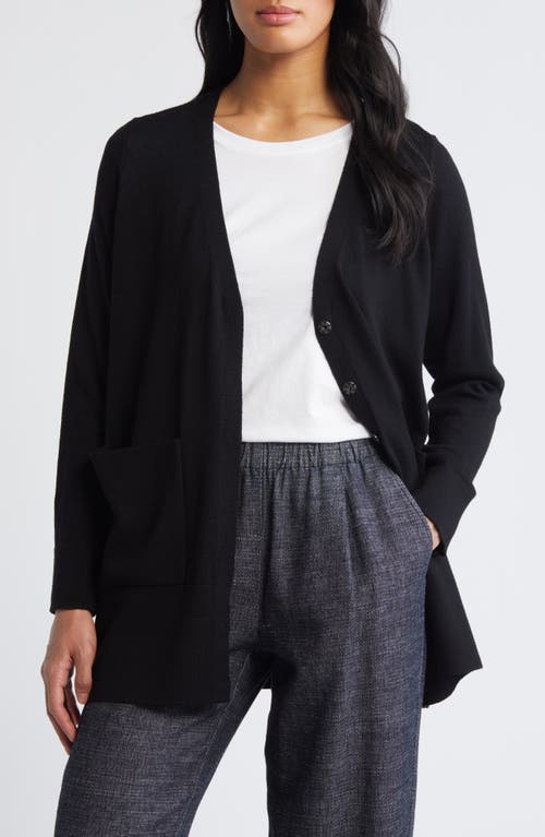 EILEEN FISHER EILEEN FISHER V-NECK SNAP FRONT WOOL CARDIGAN 