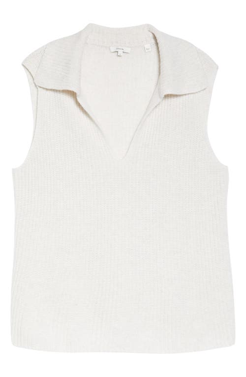 Vince Collared V-neck Wool & Cashmere Sweater Vest In White