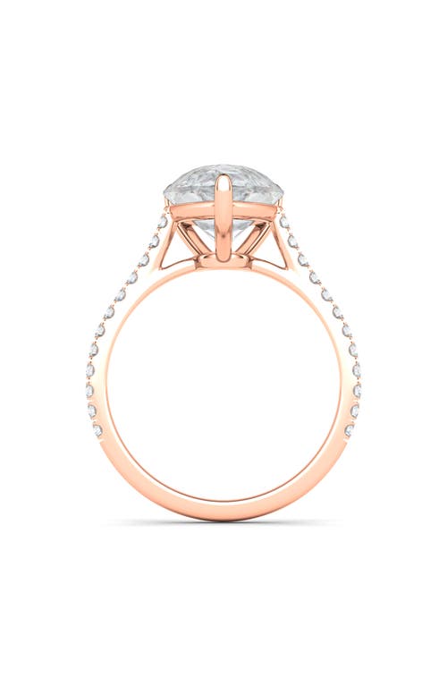 Hautecarat Pear Cut Pavé Lab Growndiamond Ring In 3.00 Ctw 18k Rose Gold