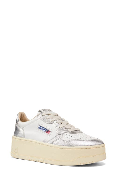 Shop Autry Platform Sneaker In White/silver