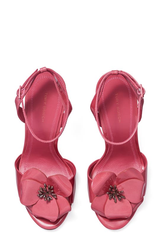 Tory Burch Flower Heeled Sandal In Light Berry | ModeSens