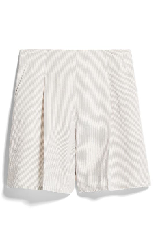 Shop Max Mara Canale Stripe Pleated Shorts In Ecru