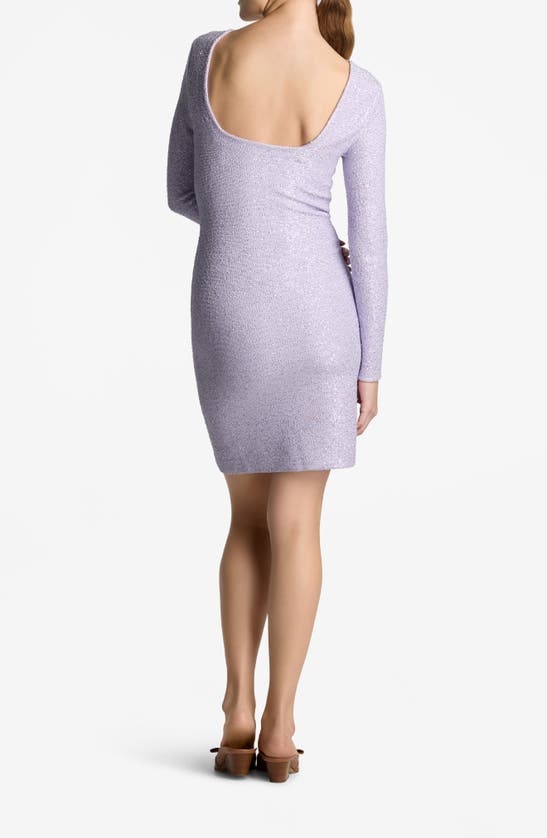 St John Sequin Knit Long Sleeve Dress In Dusty Lavender