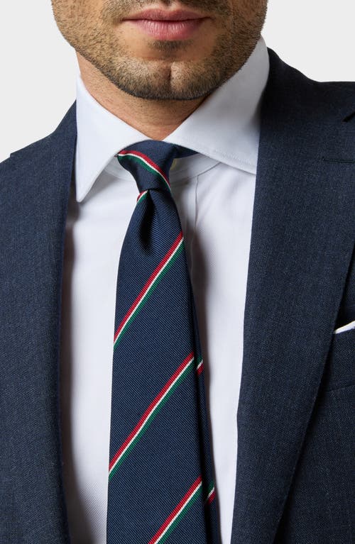 Sid Mashburn Repp Silk Tie In Navy Red White Green Stripe