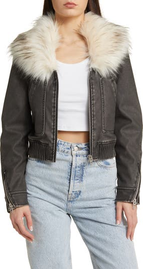 BLANKNYC Quilted Faux Fur Mixed Media Jacket