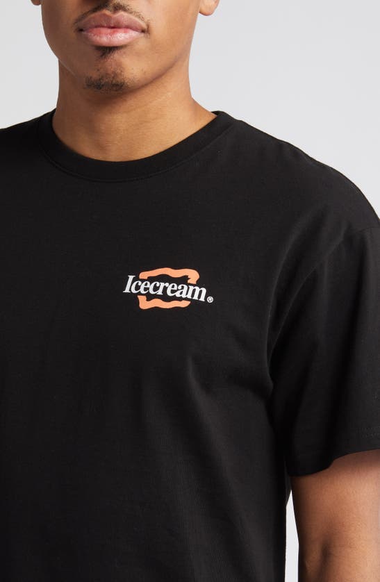 Shop Icecream Logo Cotton Graphic T-shirt In Black