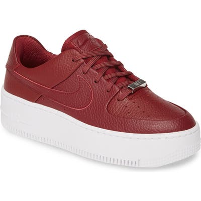 Nike Air Force 1 Sage Low Platform Sneaker- Red