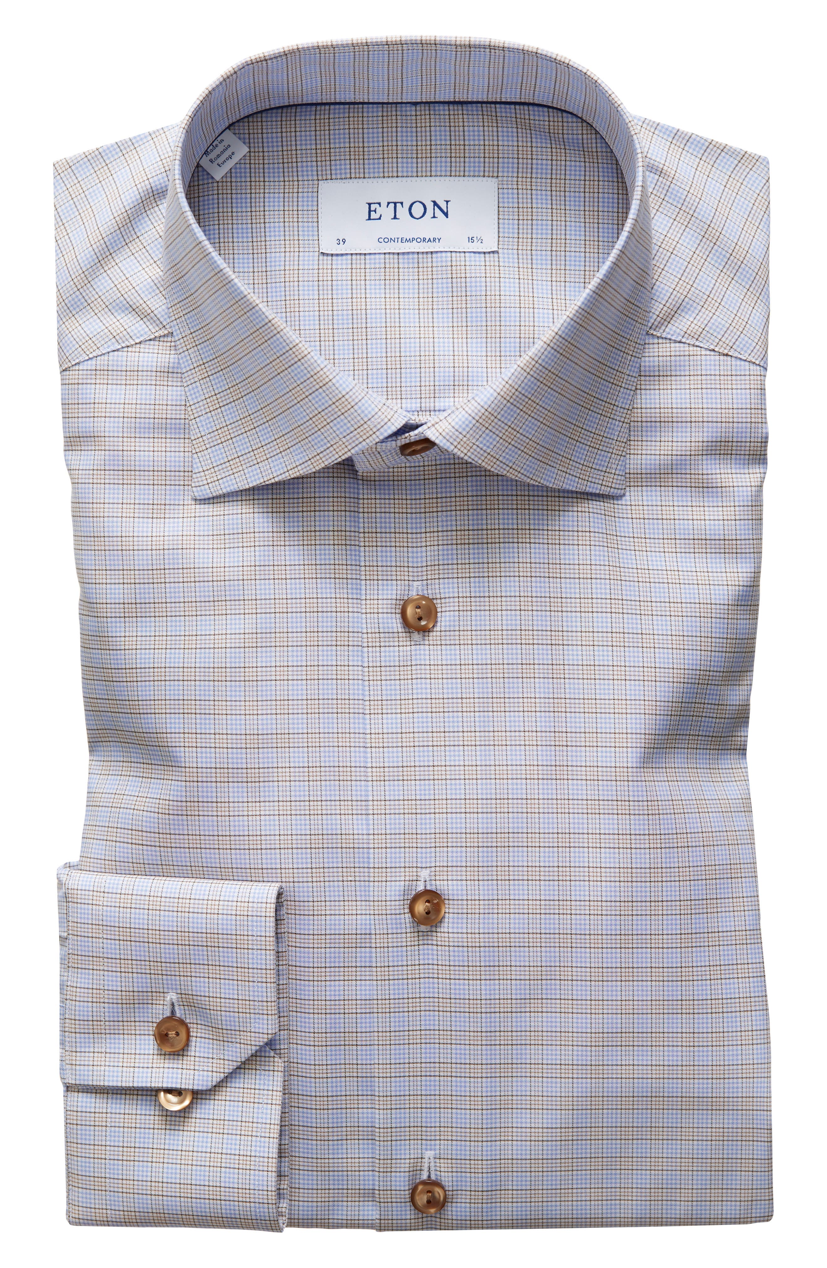 Eton Contemporary Fit Plaid Dress Shirt Nordstrom
