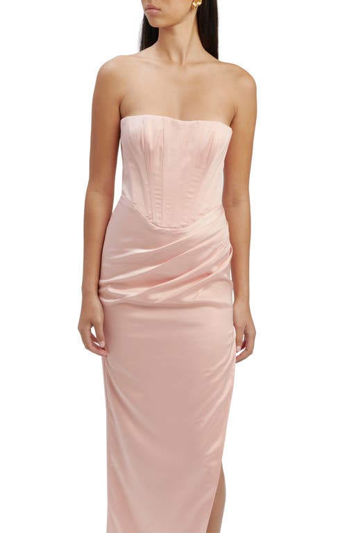 Shop Bardot Everlasting Corset Strapless Satin Gown In Soft Pink