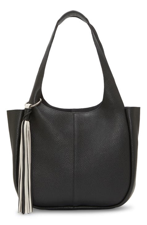 Vince Camuto Janya Hobo Bag In Black Smooth Leather At Nordstrom Rack