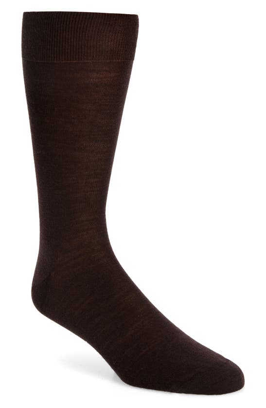 Canali Solid Wool Blend Socks In Brown