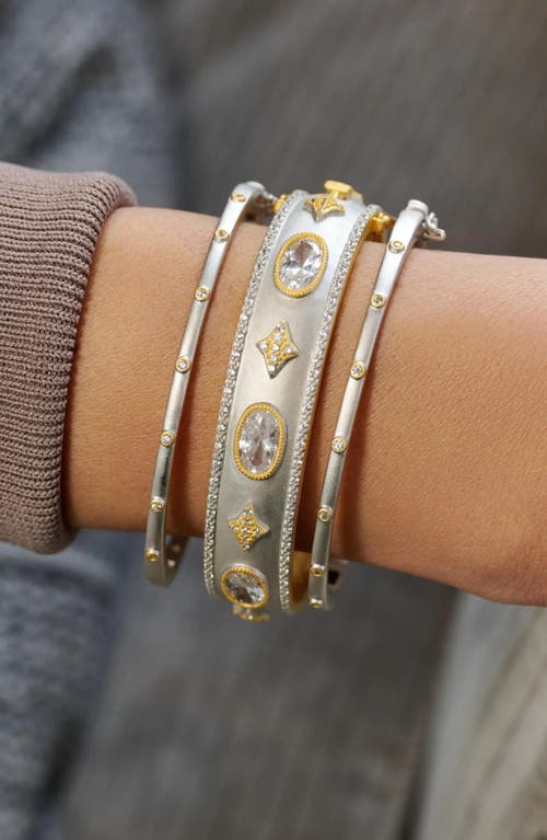 Freida Rothman Thin Bezel Station Stack Bangle In Gold And Silver