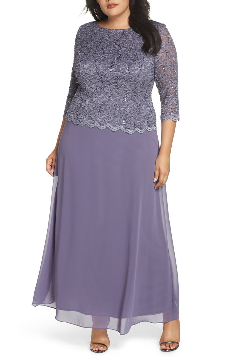 Alex Evenings Lace & Chiffon Gown (Plus Size) | Nordstrom