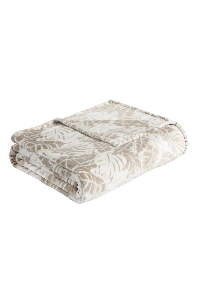 Tommy Bahama Costa Blanca Plush Throw Blanket, Main, color, Dark Beige