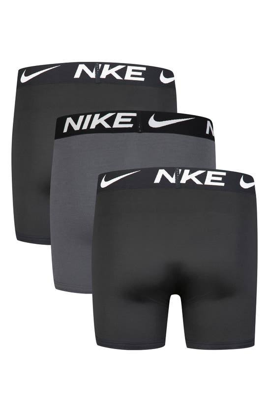 Nike Kids' Essential Dri-fit Micro Assorted 3-pack Boxer Briefs In Black / Dark Gray