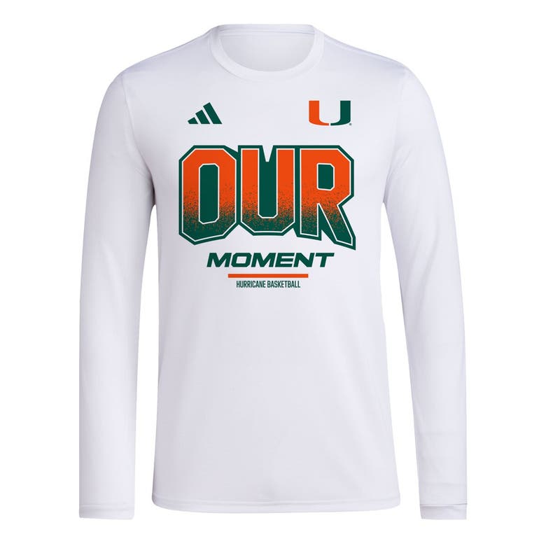 Shop Adidas Originals Unisex Adidas  White Miami Hurricanes 2024 On-court Bench Our Moment Long Sleeve T-shirt