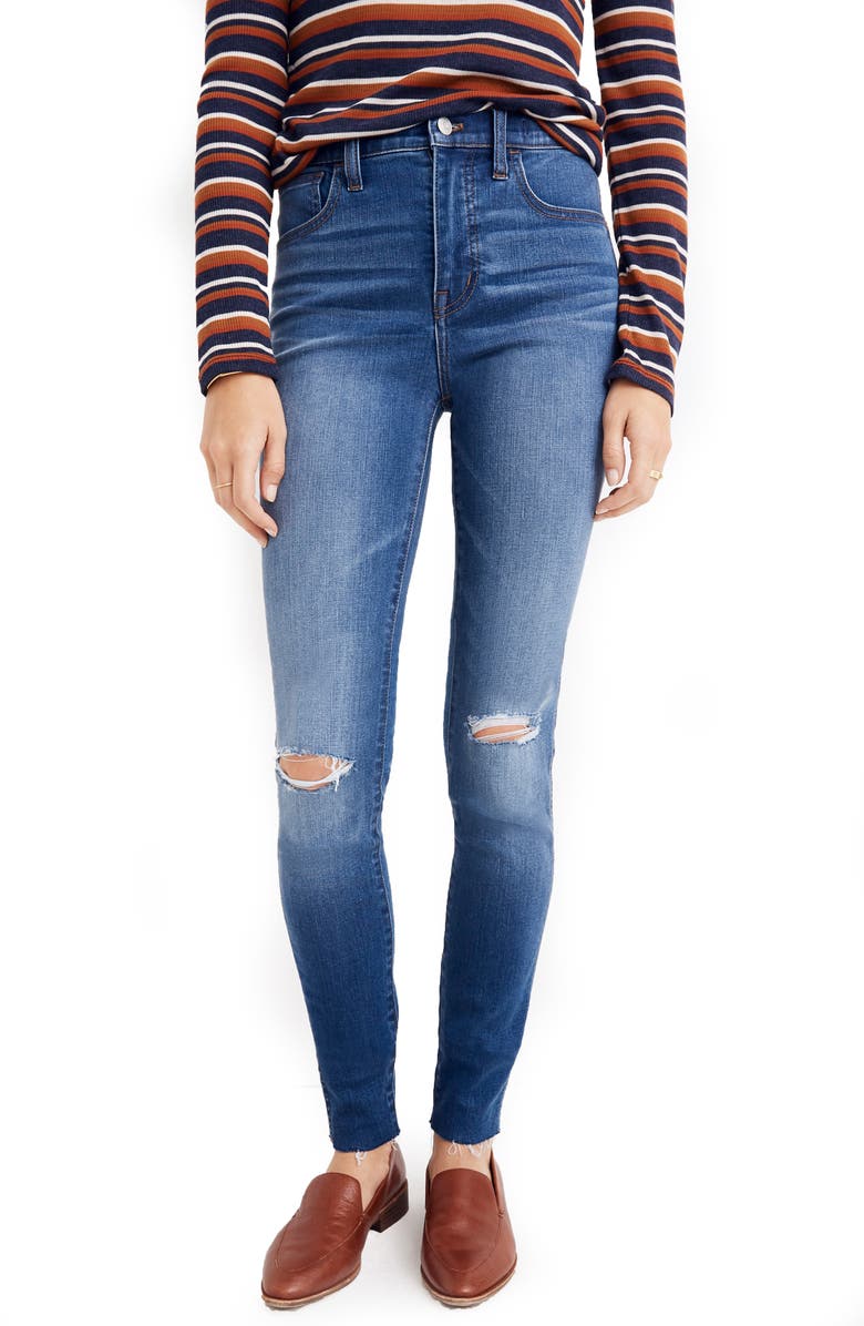 Madewell Roadtripper Ripped High Waist Ankle Skinny Jeans (Lewis