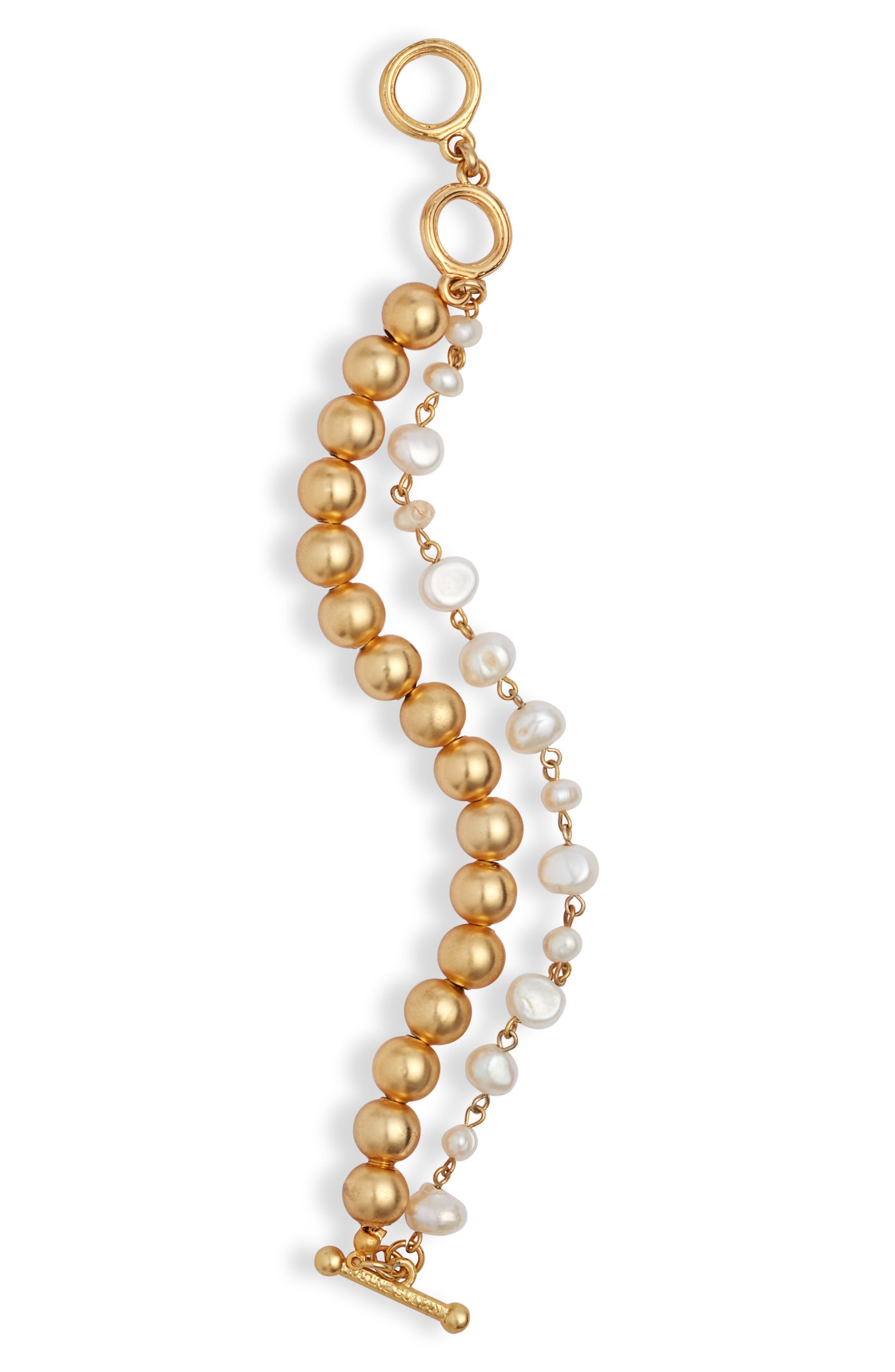 Karine Sultan Water pearl necklace with heart pendant N72702 Gold