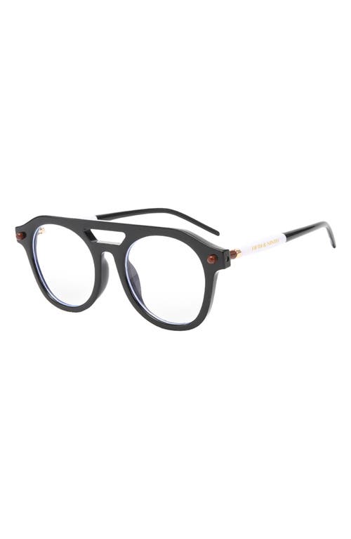 Fifth & Ninth Dylan 50mm Square Blue Light Blocking Glasses In Black/white