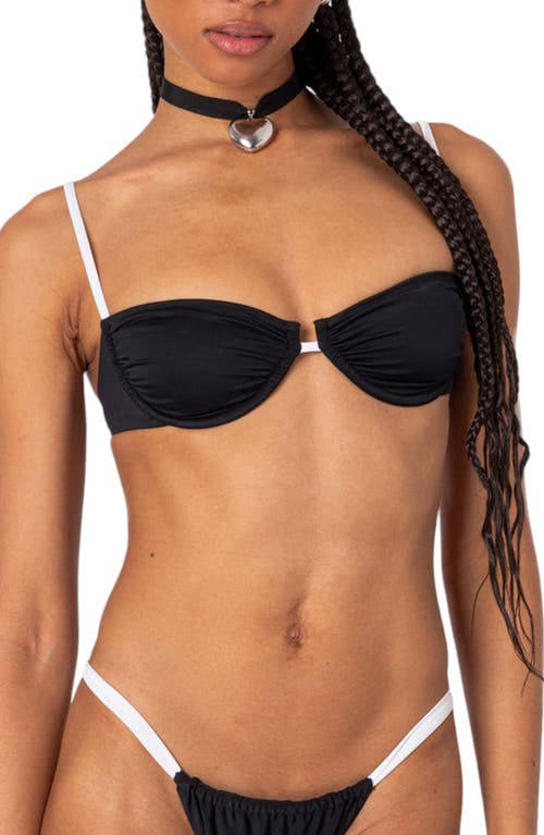 Shop Edikted Leanna Contrast Underwire Bikini Top In Black-and-white