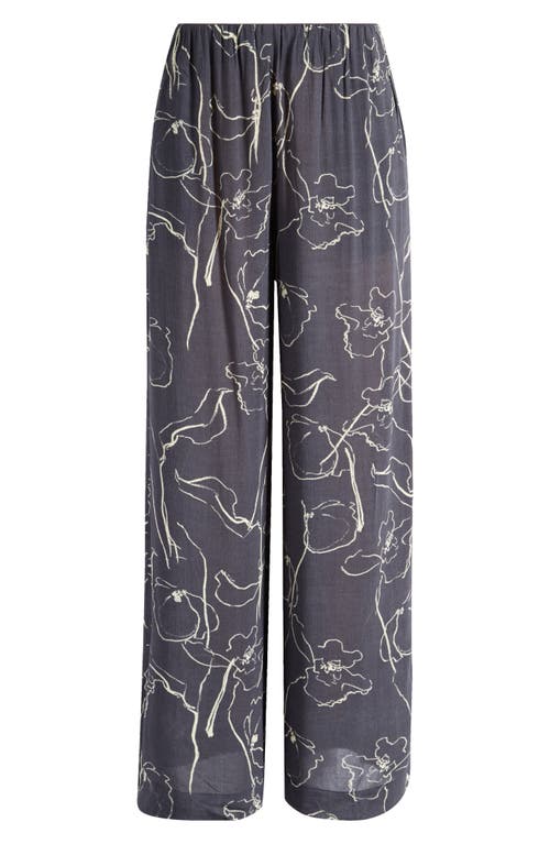 Shop Faithfull The Brand Aureli Floral Wide Leg Pants In Calla Print/charred Navy