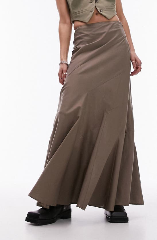 Topshop Tiered Maxi Skirt In Brown