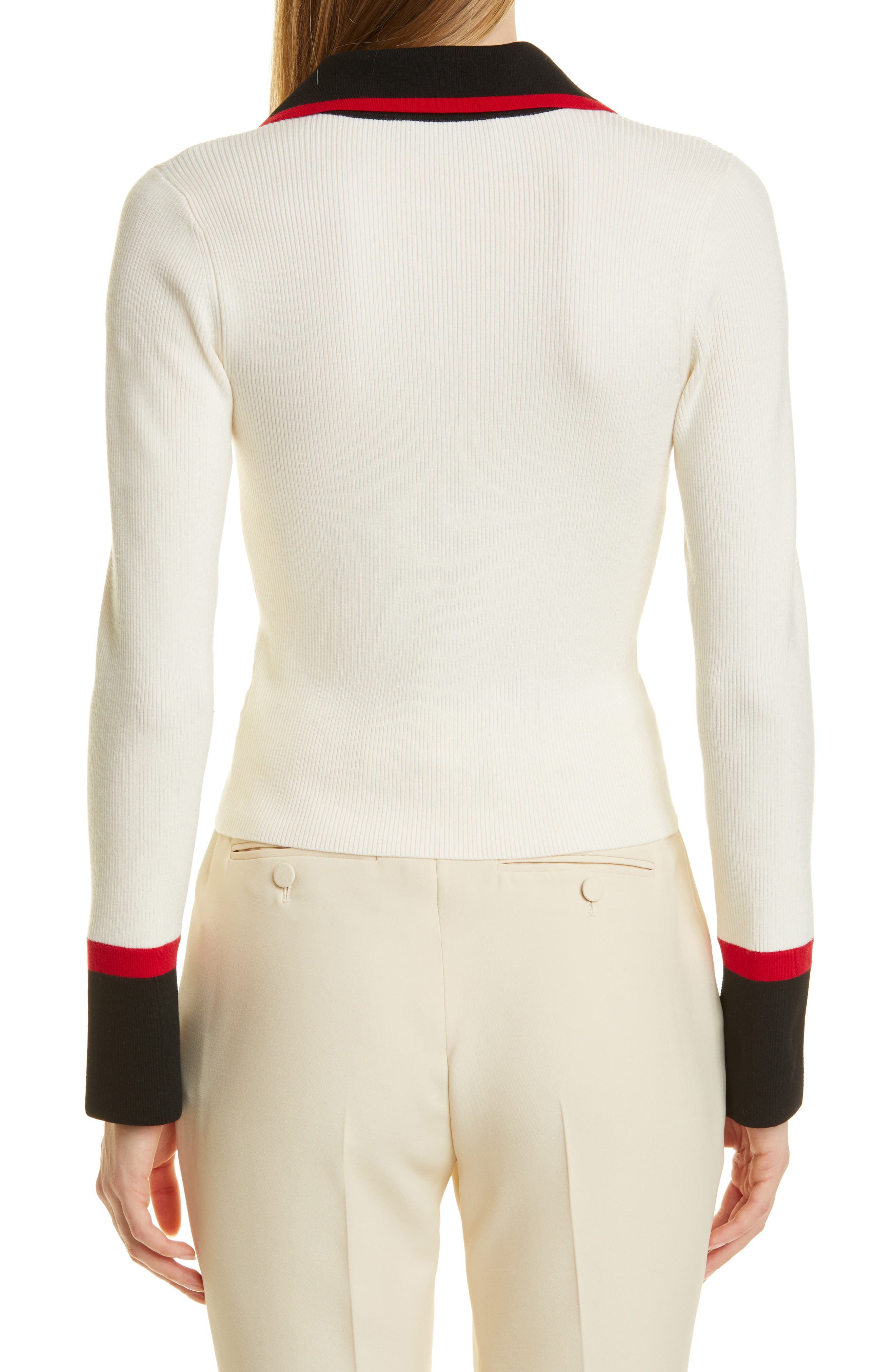 collared wool blend ribbed sweater