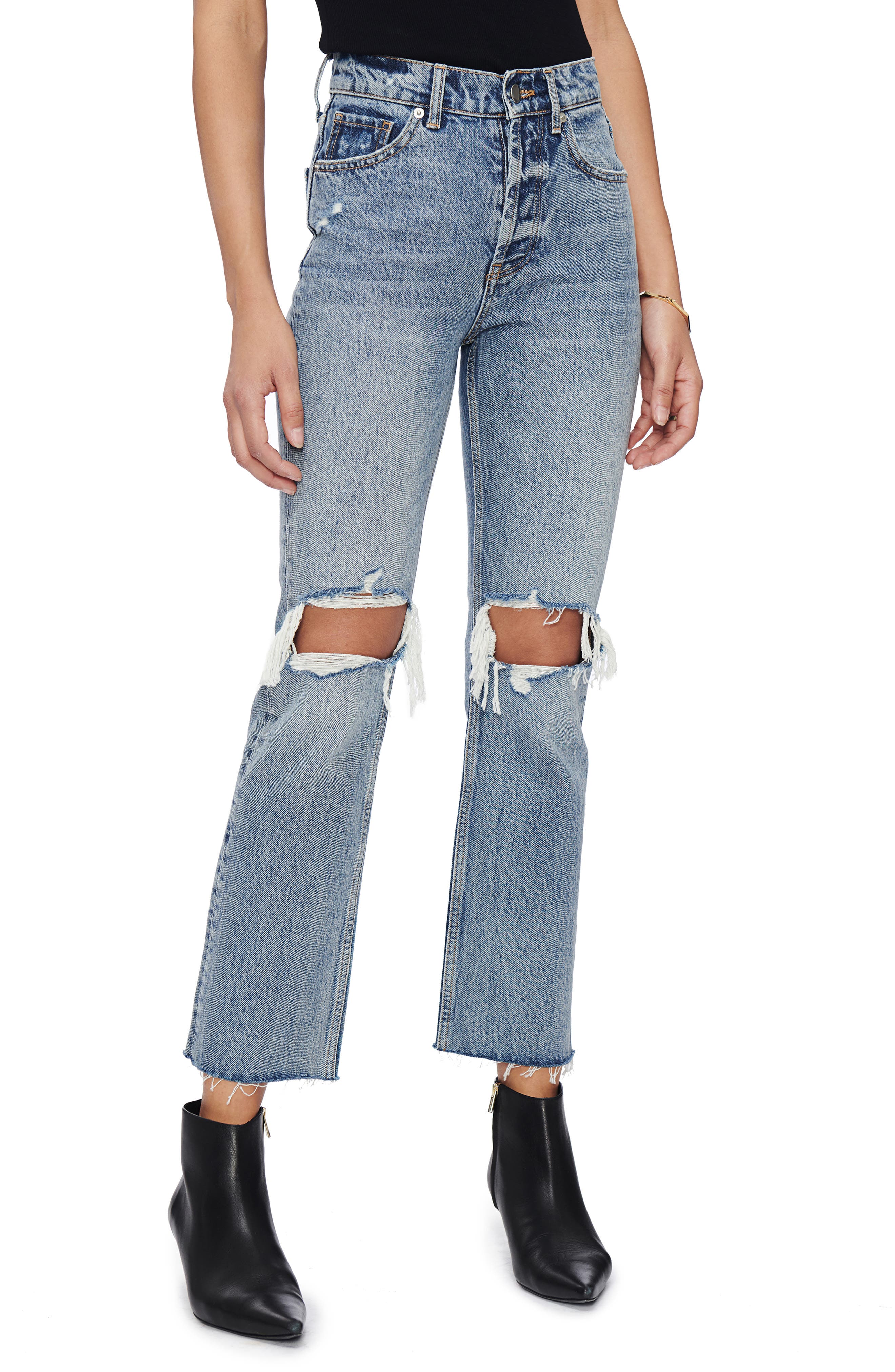 destructed flare jeans