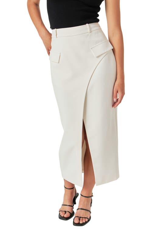 Shop Endless Rose Faux Wrap Midi Skirt In Cream