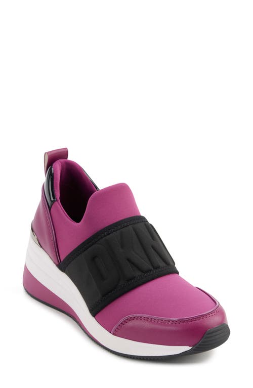 Shop Dkny Kamryn Wedge Sneaker In Berry/black