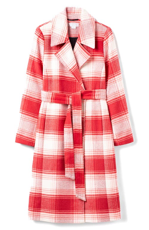 Noize Katja Vegan Wool Plaid Coat In Red Check