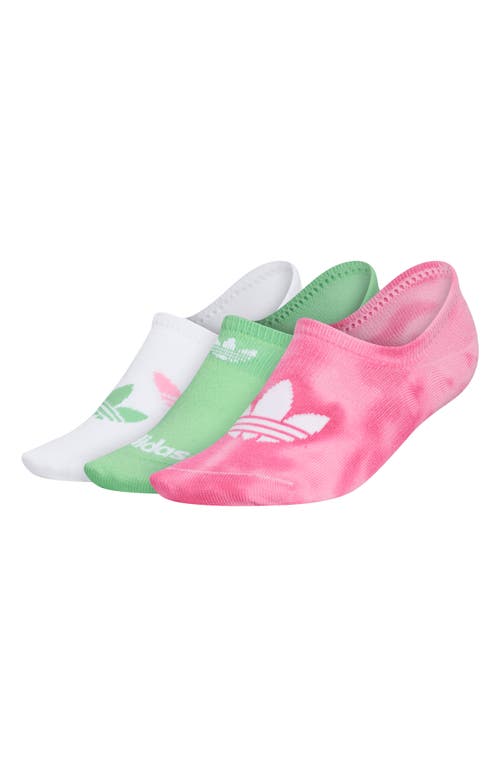 adidas Assorted 3-Pack Trefoil Logo No-Show Socks in Bliss Pink/white/mint Green
