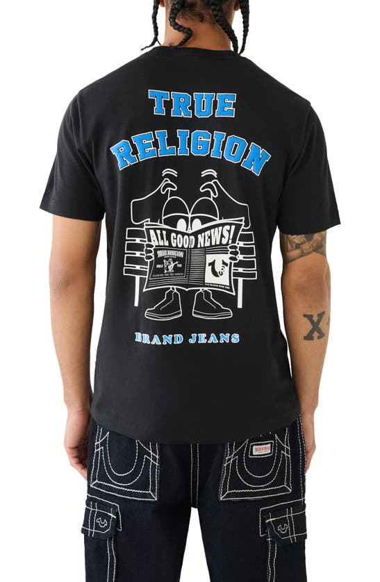 Shop True Religion Brand Jeans Shoey News Graphic T-shirt In Jet Black