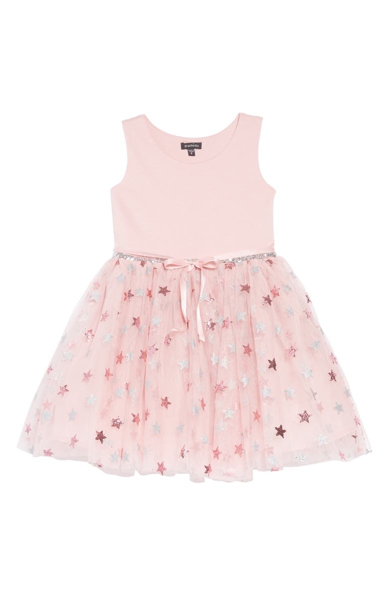 Zunie Glitter Star Ponte & Tulle Dress (Toddler Girls, Little Girls ...
