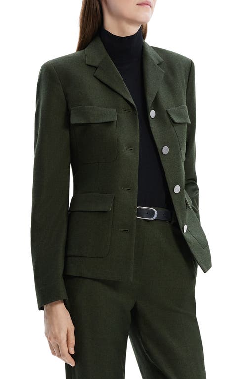 Shop Theory Virgin Wool Military Jacket In Hunter Green Melange