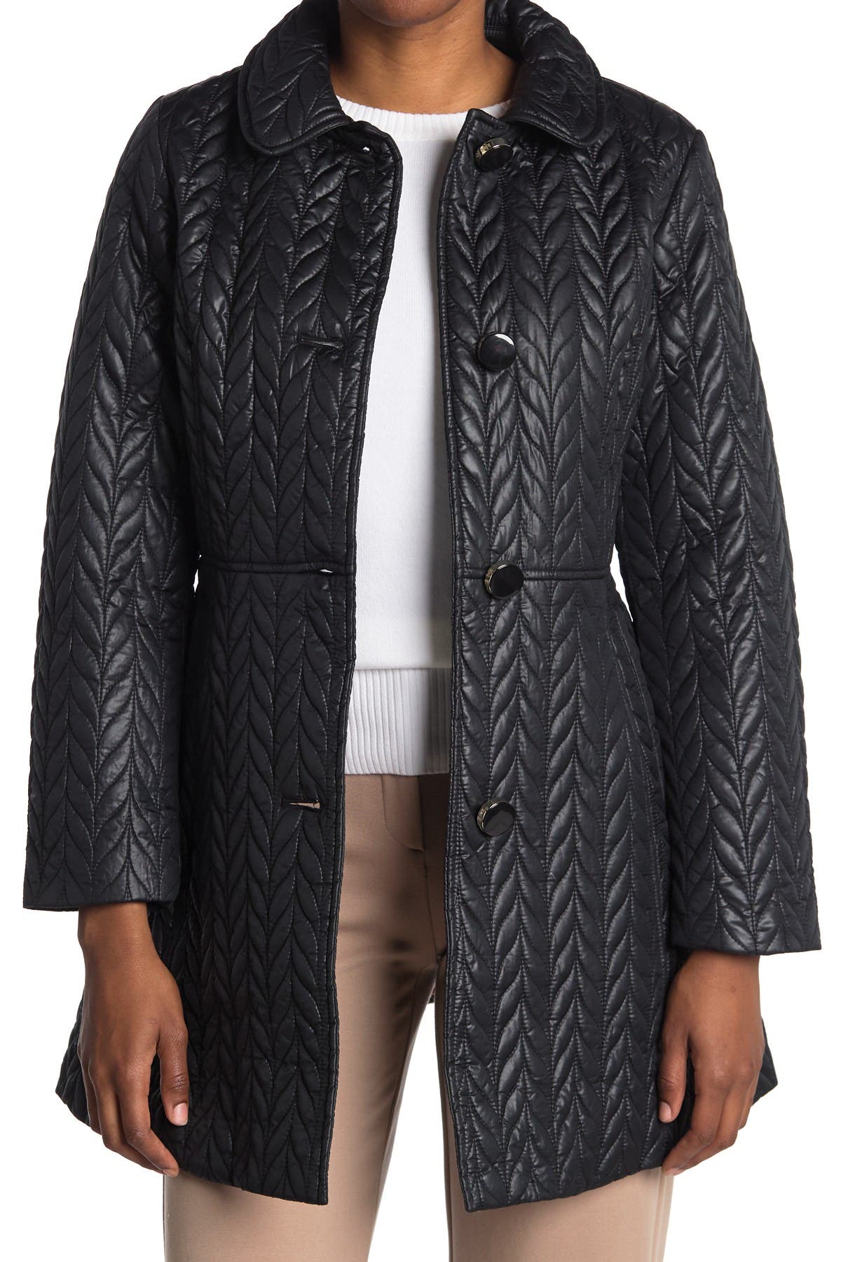 kate spade black quilted coat