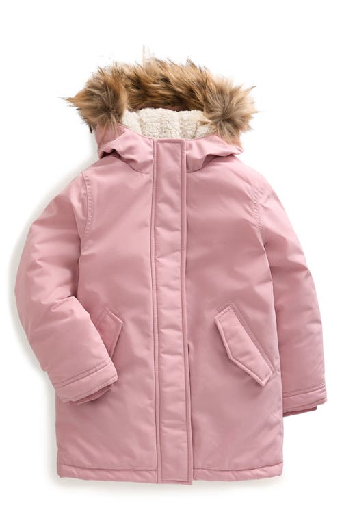 Shop Mini Boden Kids' Authentic Waterproof Faux Fur Trim Parka In Vintage Pink