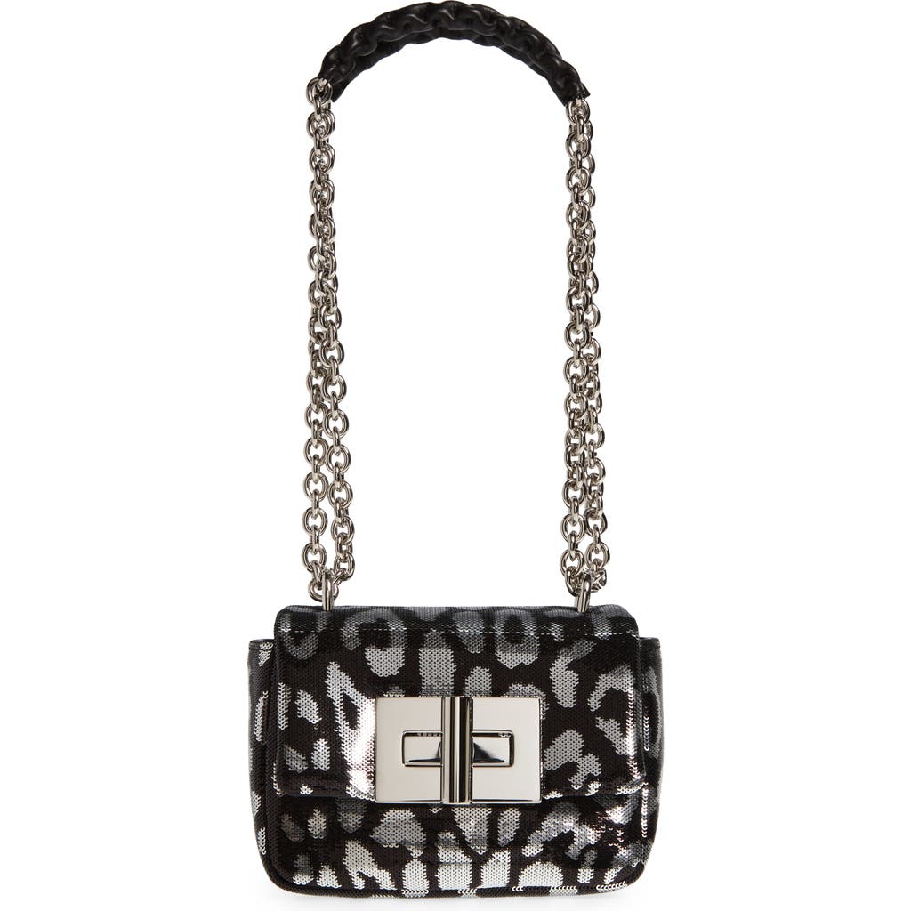 Tom Ford Mini Natalia Leopard Sequin Shoulder Bag In 7ng01 Black/silver/black