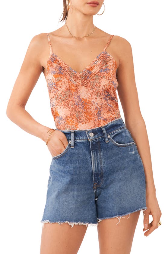 1.STATE ABSTRACT FLORAL PINTUCK DETAIL CAMISOLE