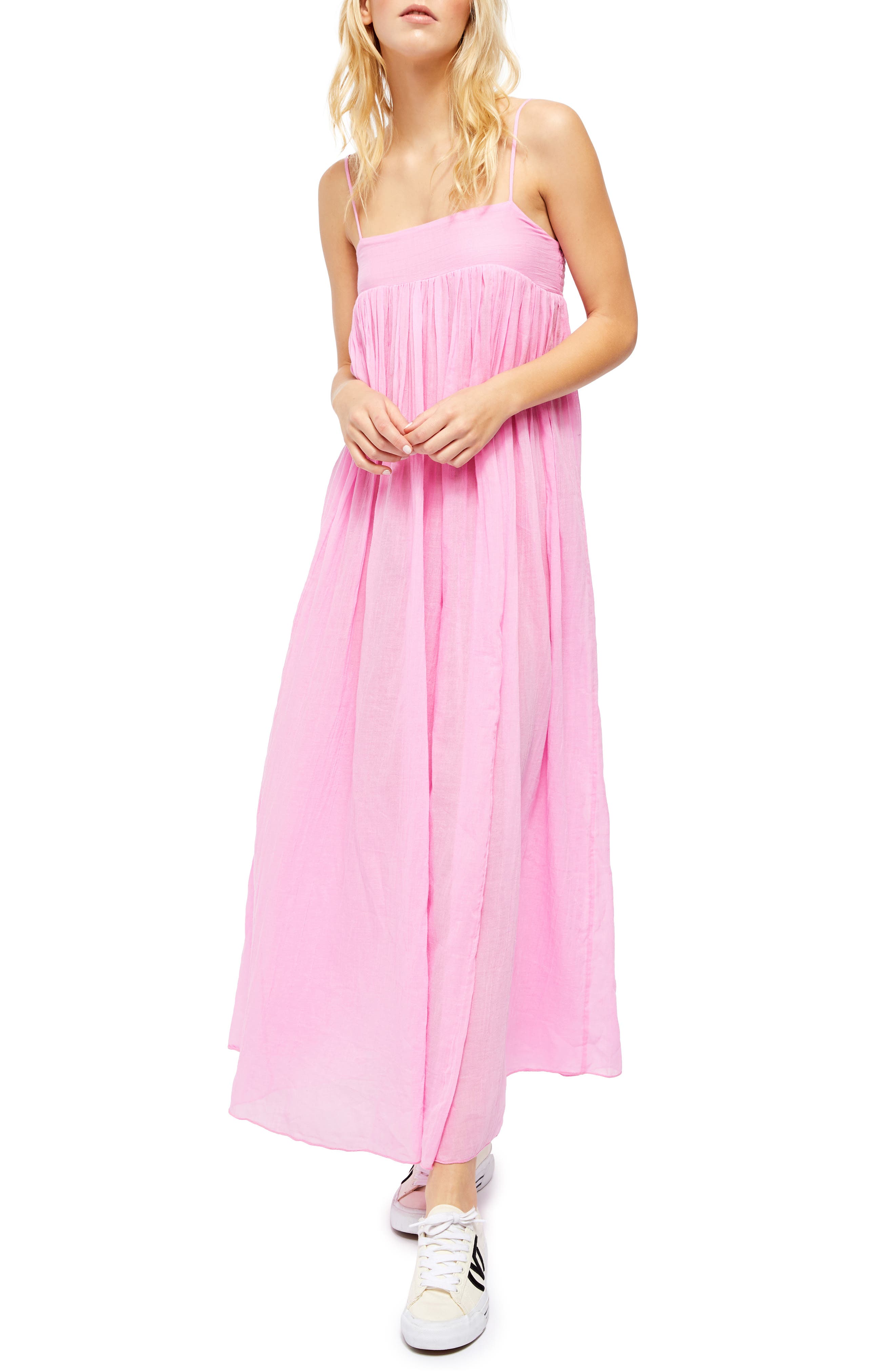 pink maxi slip dress