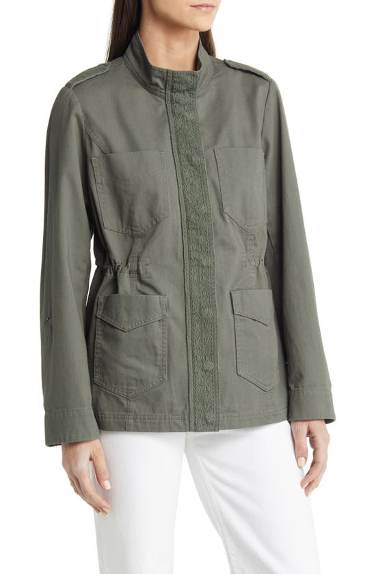 Wit & Wisdom Lace Trim Utility Jacket In Laurel Wreath