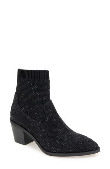 Reaction Kenneth Cole Jess Bejeweled Sock Bootie In Black Ombre Knit