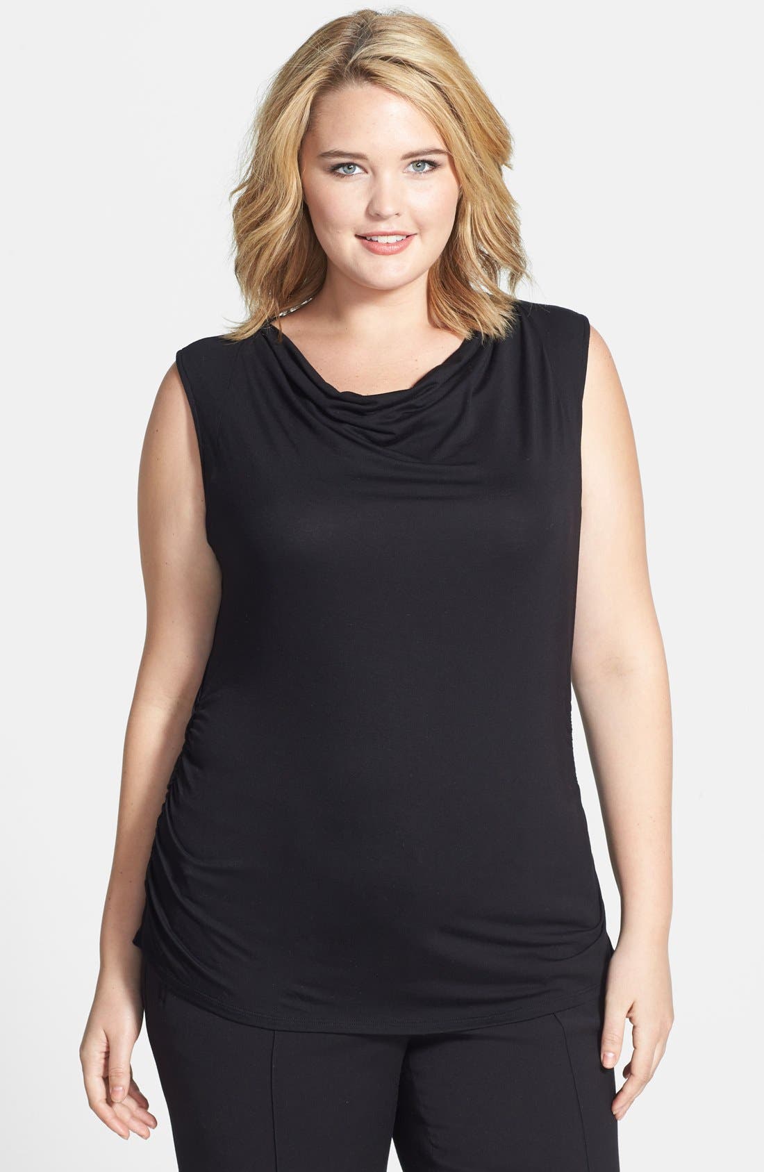 Sejour Sleeveless Drape Neck Shell (Plus Size) Nordstrom