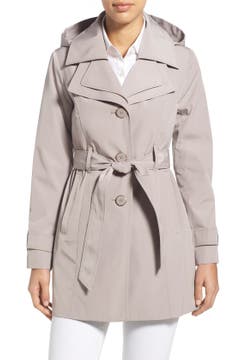 London Fog Belted Double Collar Coat with Hood (Regular & Petite ...