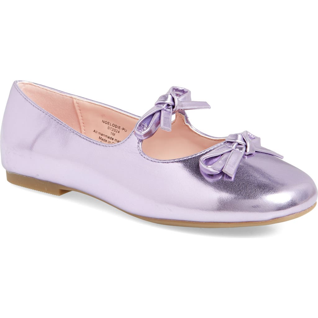 Shop Nordstrom Kids' Elodie Bow Flat In Purple Metallic