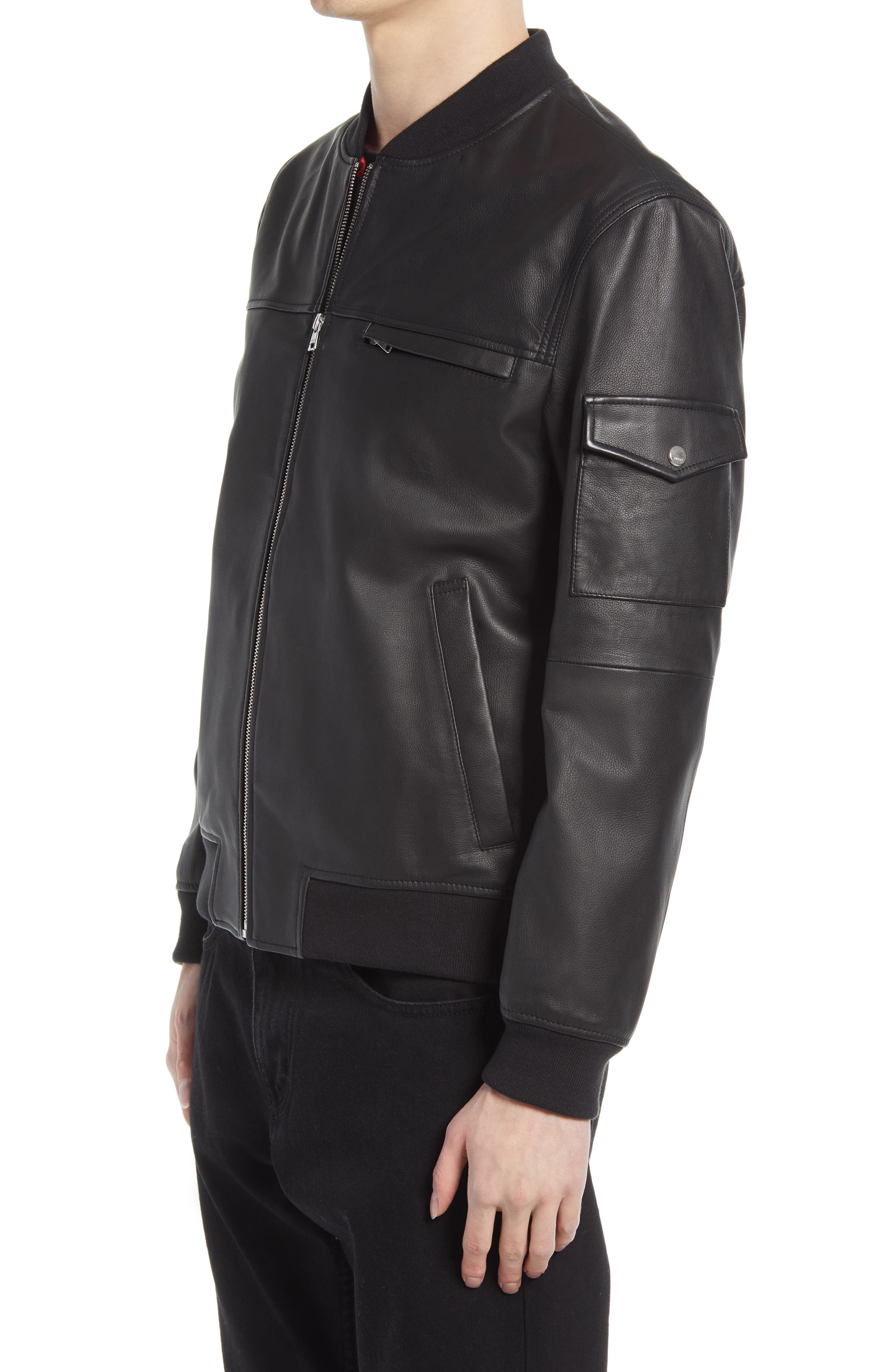 hugo boss leather jacket nordstrom