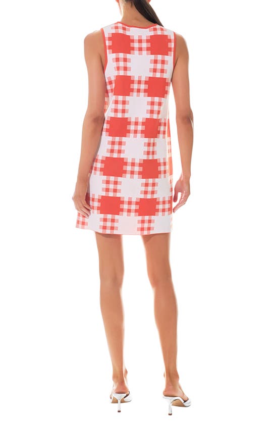 Grey Lab Gingham Check Mini Sweater Dress In Orange